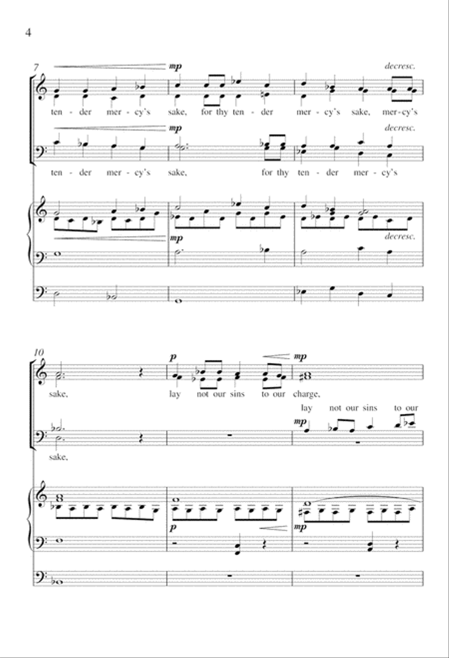 Lord, For Thy Tender Mercy's Sake 4-Part scores gallery preview page 4