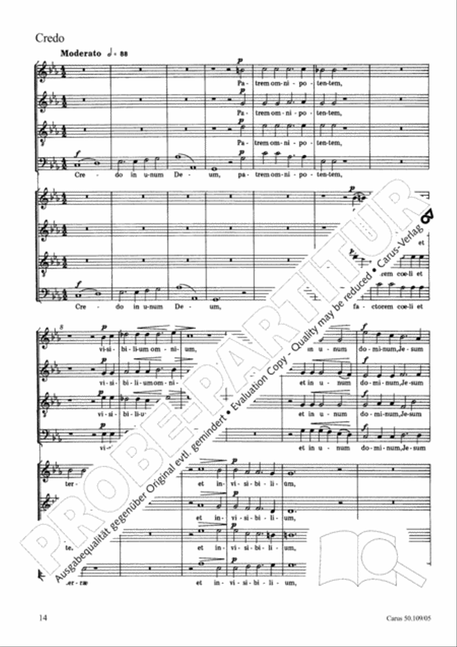 Mass in E flat major (Messe in Es) 4-Part scores gallery preview page 15