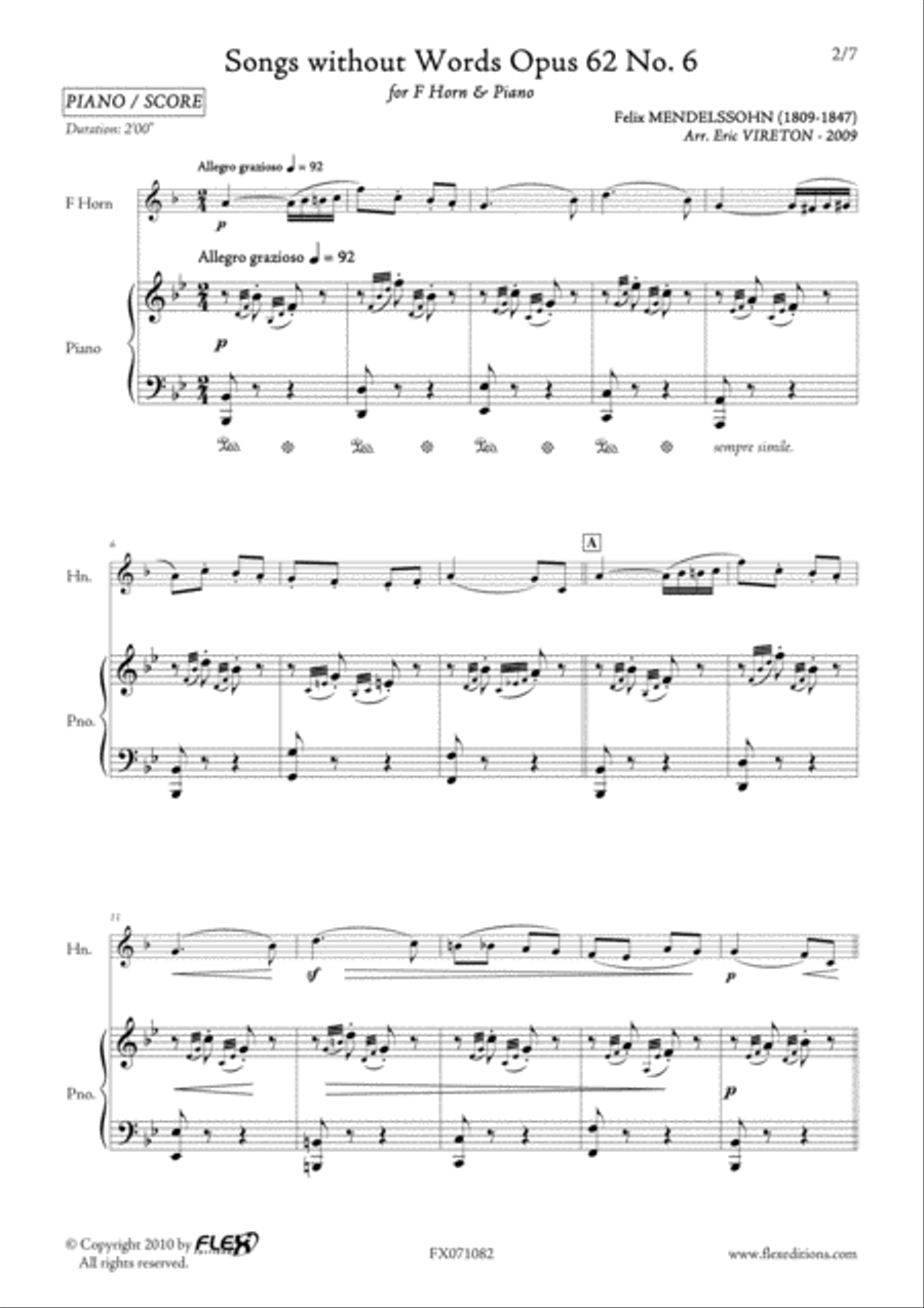 Songs without Words Opus 62 No. 6 Piano scores gallery preview page 2