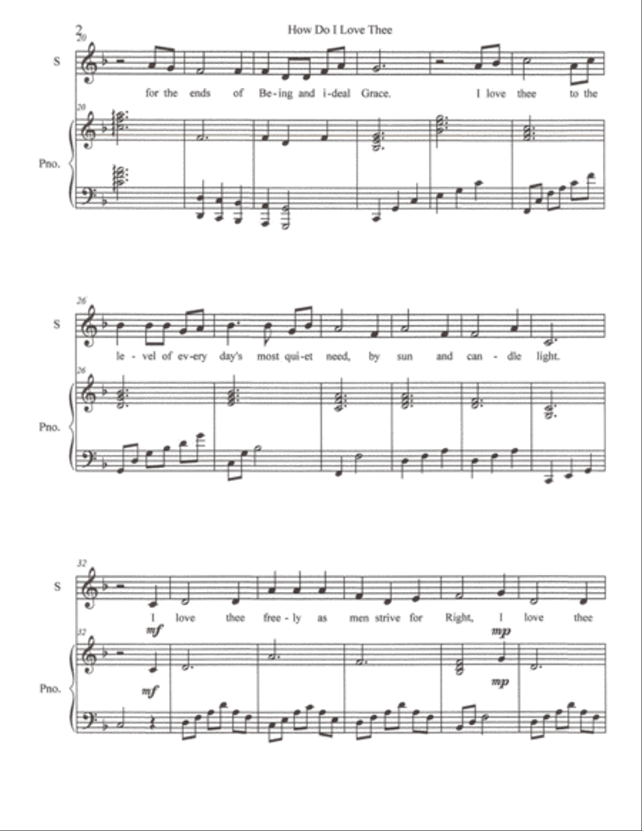 How Do I Love Thee Soprano Voice scores gallery preview page 2