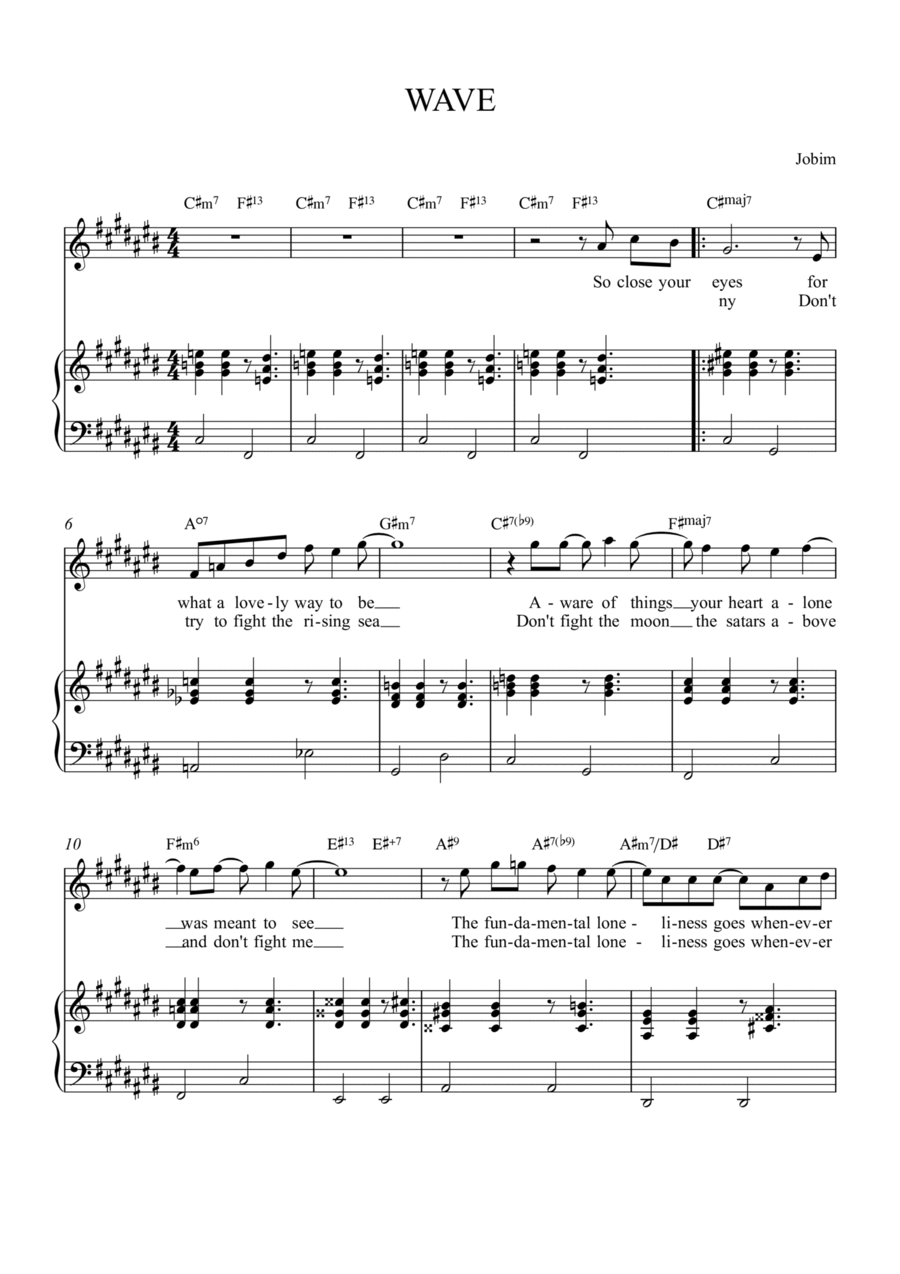 Wave Piano, Vocal, Guitar scores gallery preview page 1
