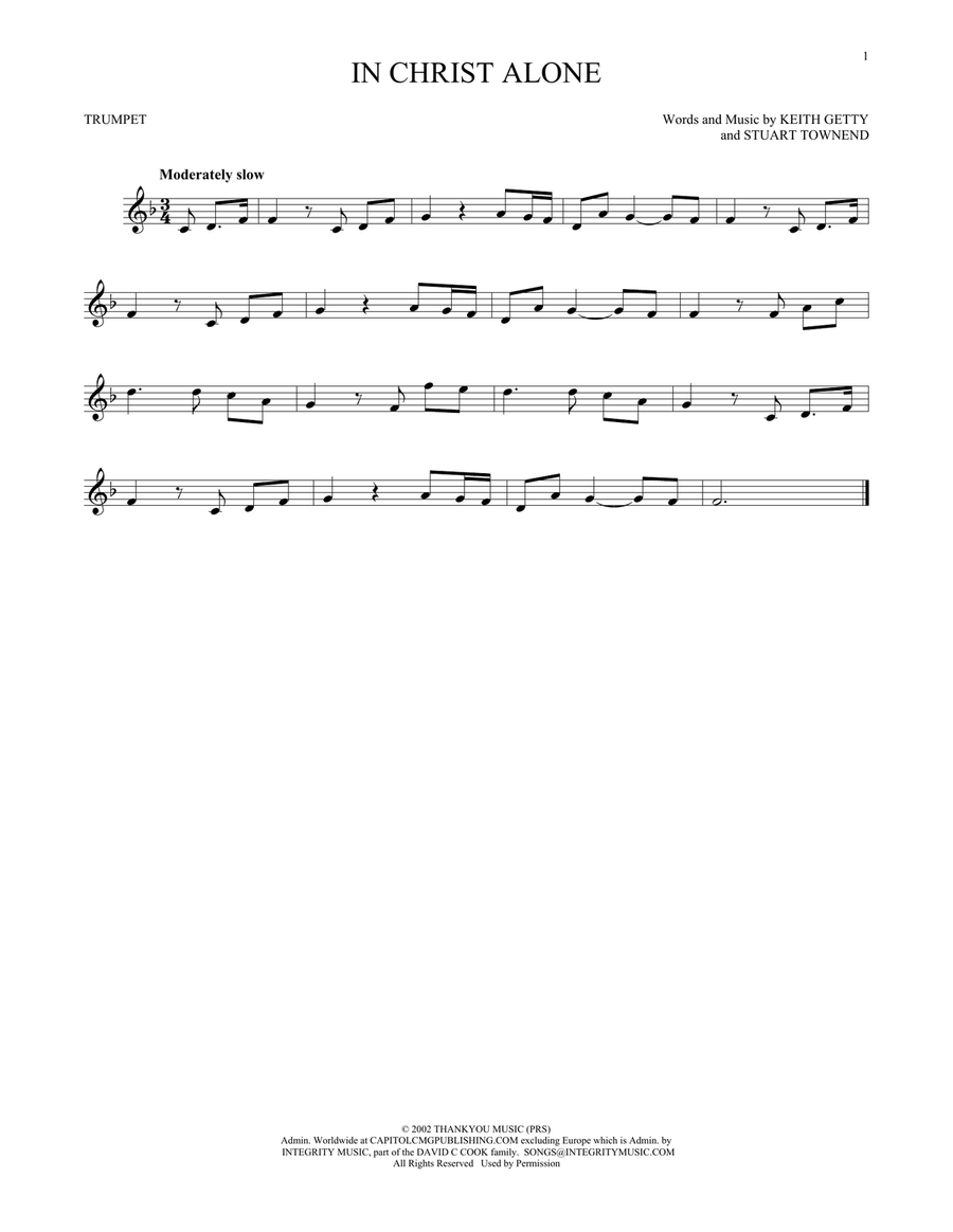 In Christ Alone Trumpet Solo scores gallery preview page 1
