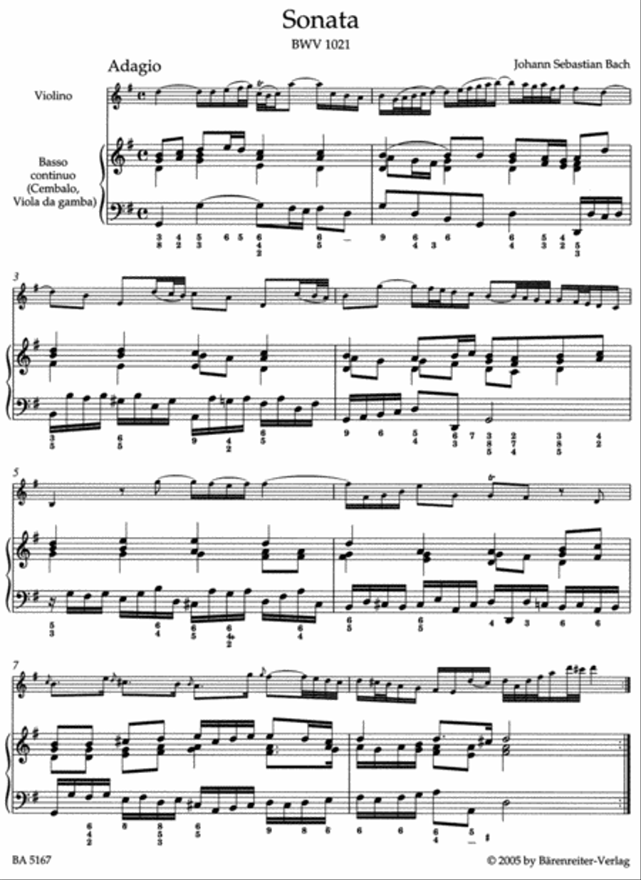 Two Sonatas and a Fugue for Violin and Basso continuo BWV 1021, BWV 1023, BWV 1026 Cello scores gallery preview page 2