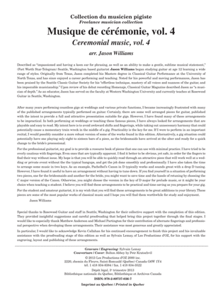 Book cover for Collection du musicien pigiste, Musique de cérémonie, vol. 4