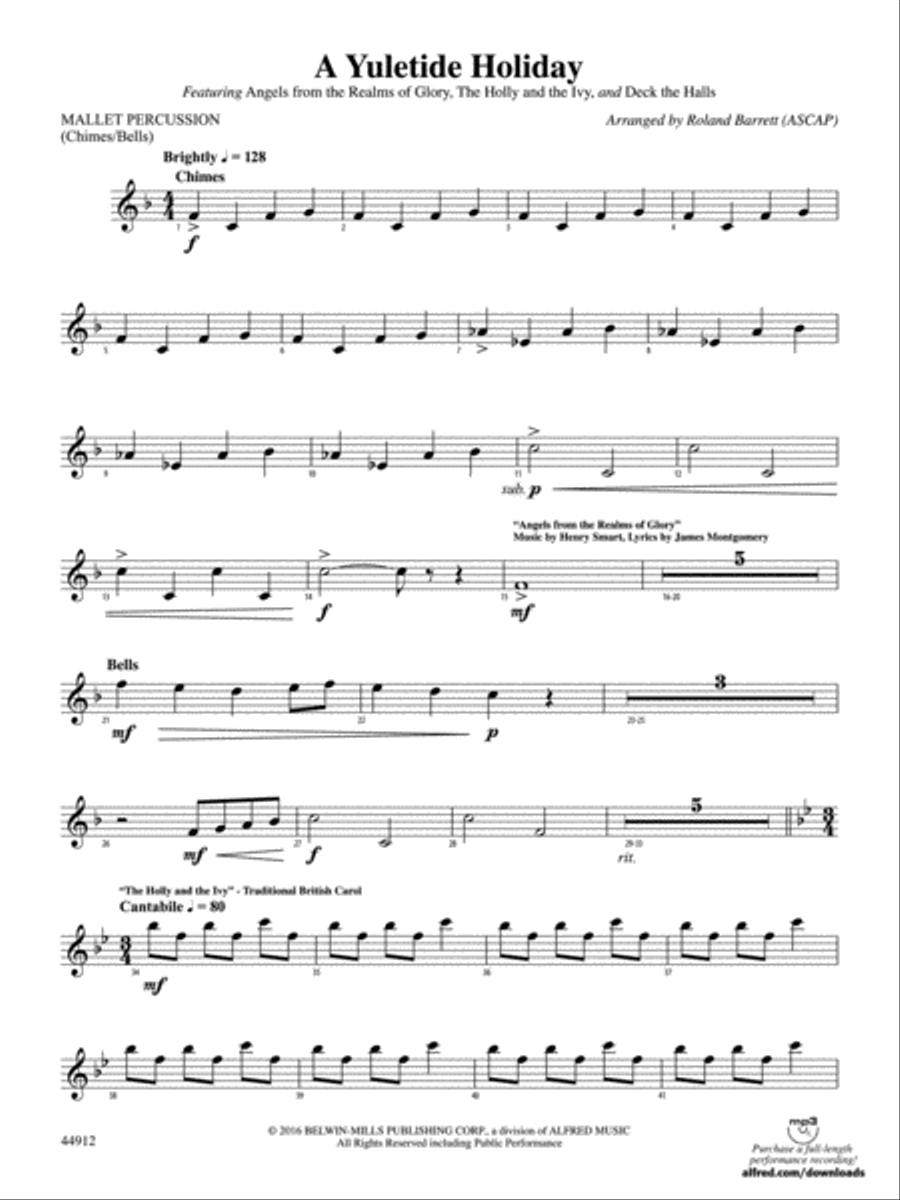 A Yuletide Holiday: Mallets Concert Band scores gallery preview page 1