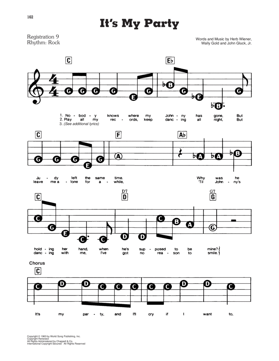 It's My Party Electronic Keyboard scores gallery preview page 1
