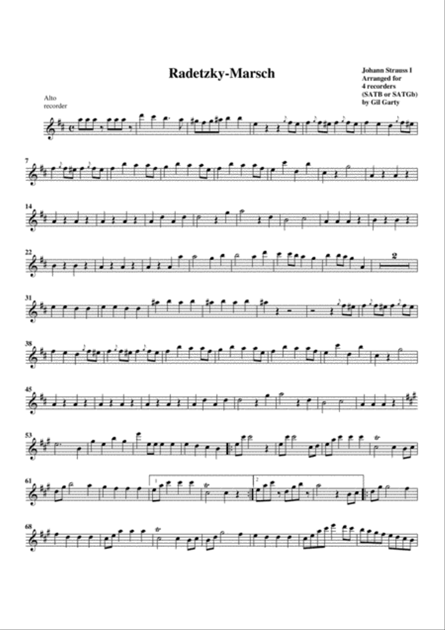 Radetzky-Marsch (arrangement for 4 recorders) Recorder scores gallery preview page 6