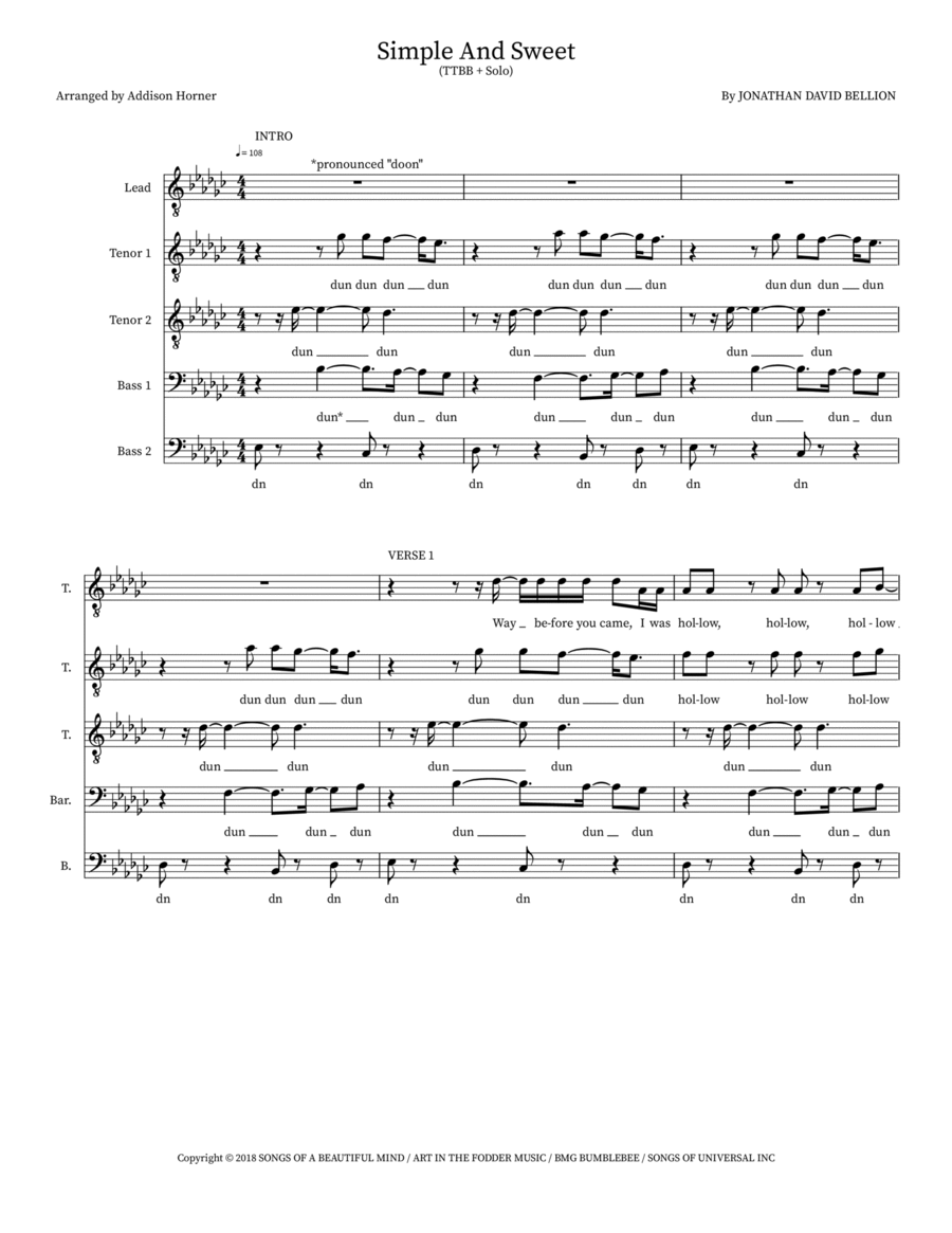 Simple And Sweet Choir scores gallery preview page 1