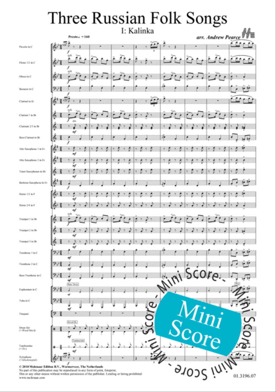 Three Russian Folk Songs Concert Band scores gallery preview page 5