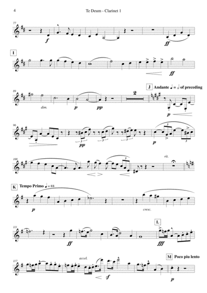 Elgar - Te Deum - Reduced Orchestration - Clarinet 1