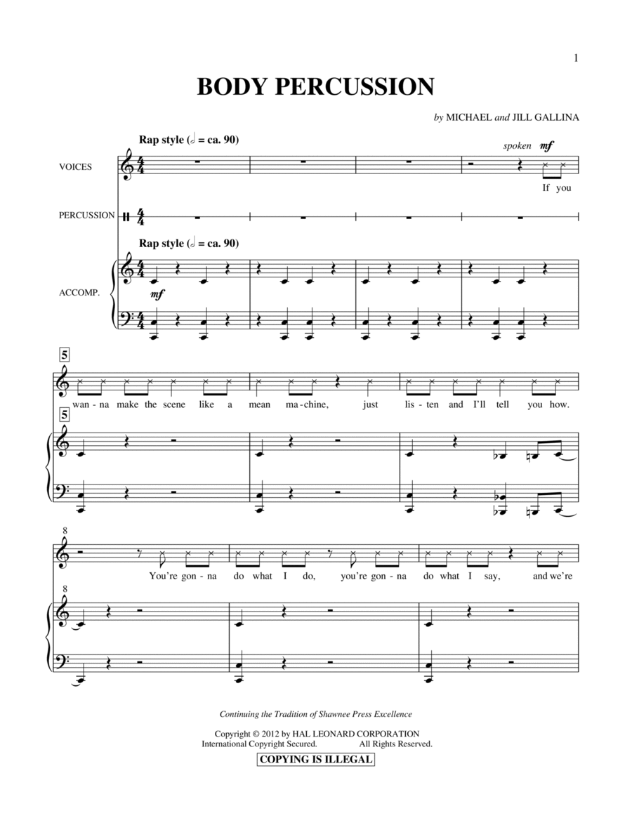 Body Percussion Body Percussion Choir scores gallery preview page 1