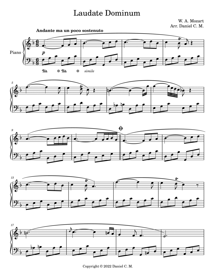 Laudate Dominum for piano (easy) Easy Piano scores gallery preview page 1
