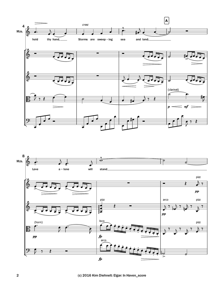 Elgar: In Haven (Capri) from Sea Pictures (Arr. Voice and String Quartet) String Quartet scores gallery preview page 3