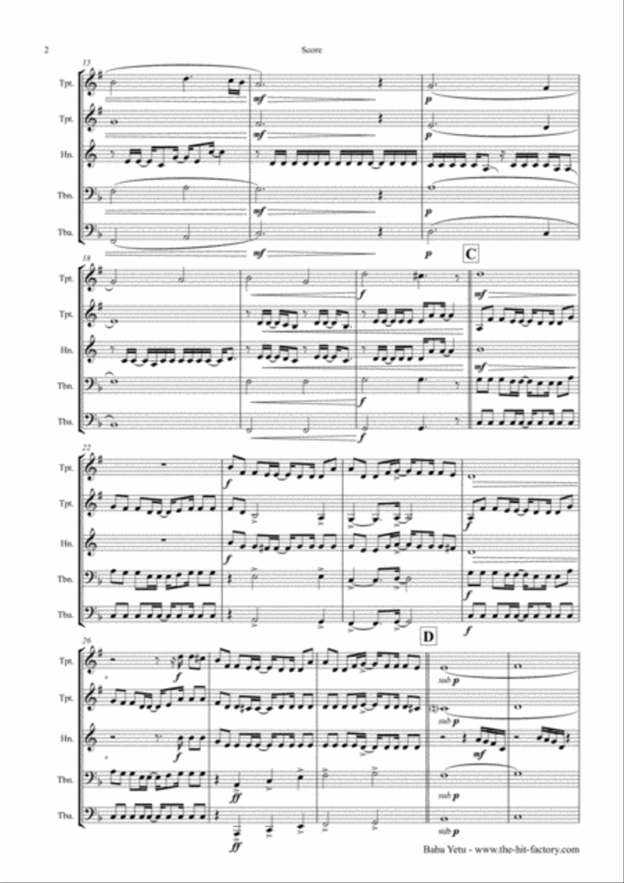 Baba Yetu Euphonium scores gallery preview page 2