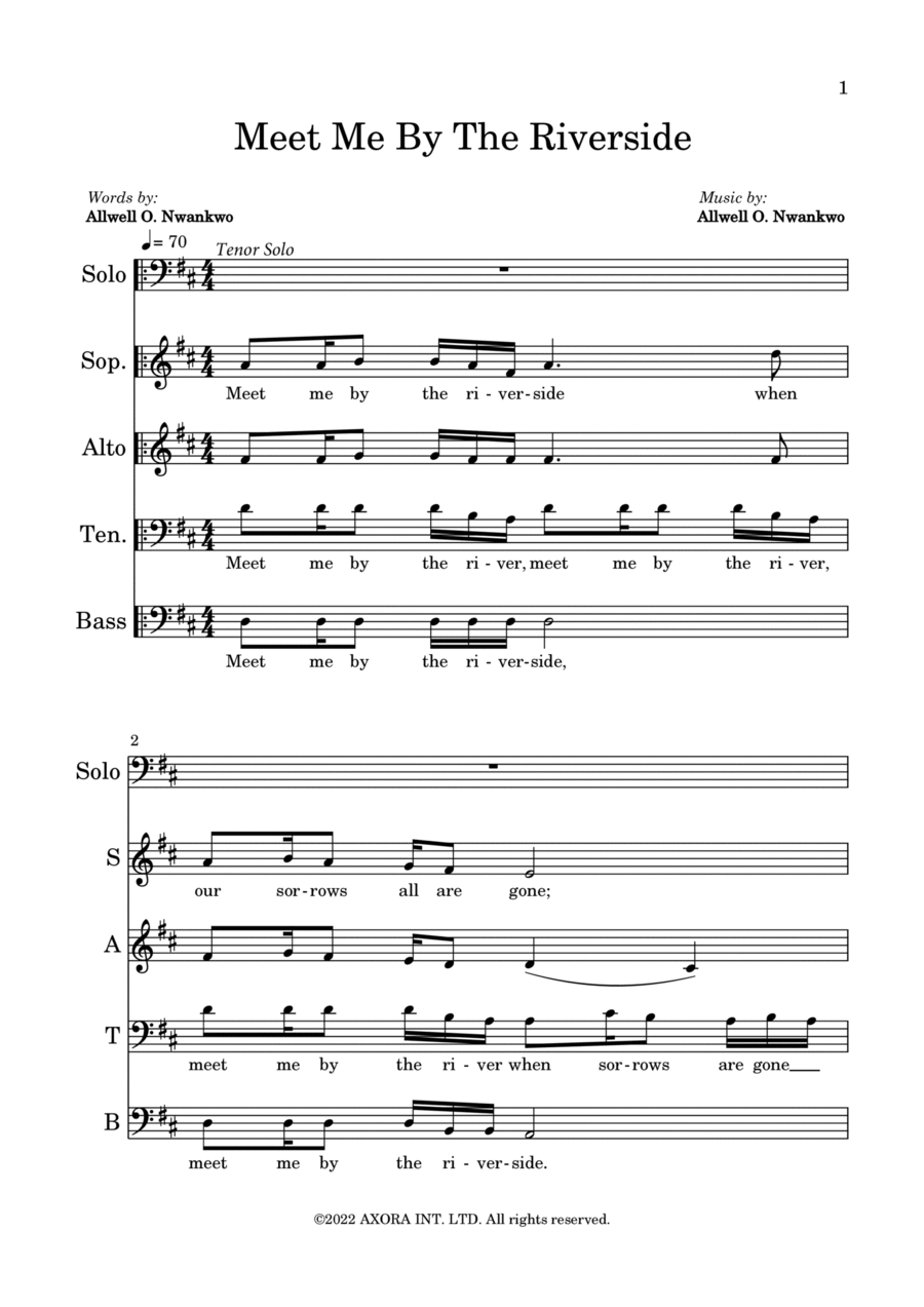 Meet Me By The Riverside 4-Part scores gallery preview page 1