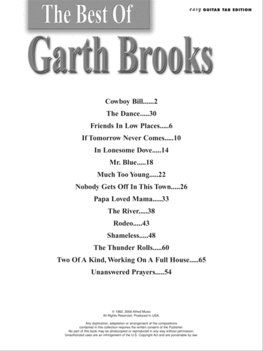 The Best of Garth Brooks for Easy Guitar Electric Guitar scores gallery preview page 2