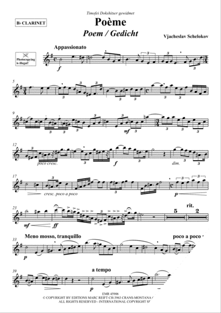 Poeme Poeme Clarinet Solo scores gallery preview page 3