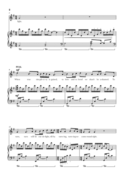 Simple Gifts - Higher Key (G major) image number null