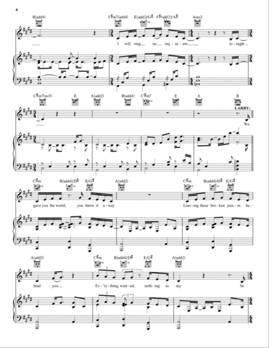 Requiem (from Dear Evan Hansen) Piano, Vocal, Guitar scores gallery preview page 4