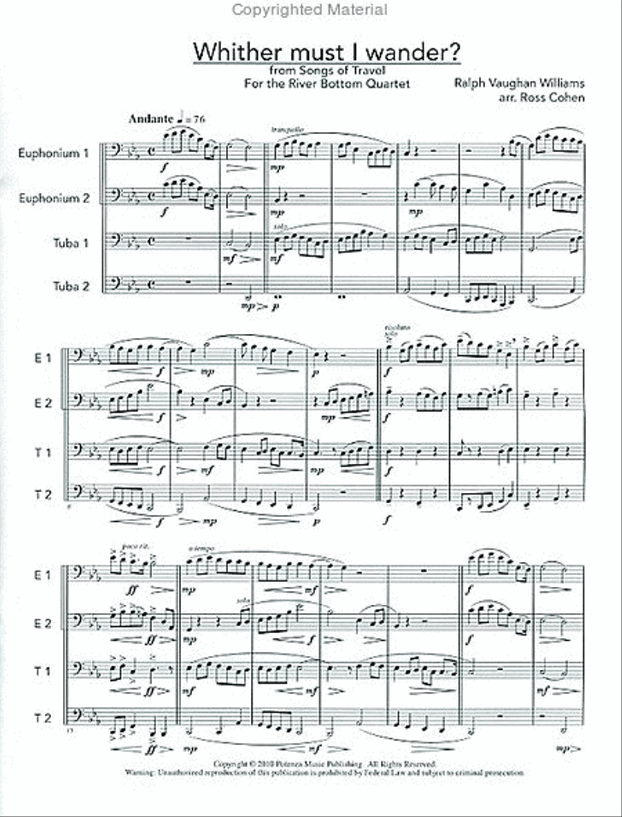 Whither must I wander? Euphonium Quartet scores gallery preview page 2