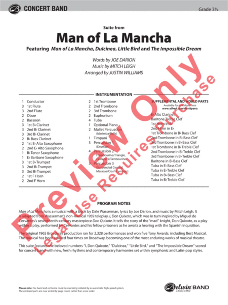 Man of La Mancha Concert Band scores gallery preview page 2
