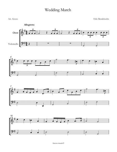 wedding march mendelssohn Oboe and Cello sheet music image number null