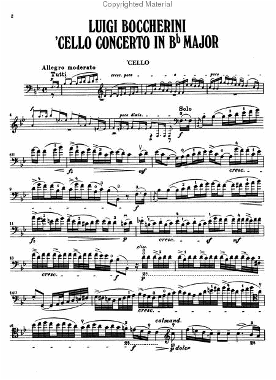 Boccherini - Violoncello Concerto No. 9 in B-flat Major, G482 & Bruch - Kol Nidrei, Op. 47 Cello Solo scores gallery preview page 2