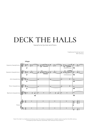 Deck The Halls (Saxophone Quintet and Piano) - Christmas Carol