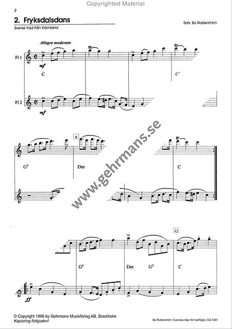 Svenska latar for tvarflojter Flute Duet scores gallery preview page 4