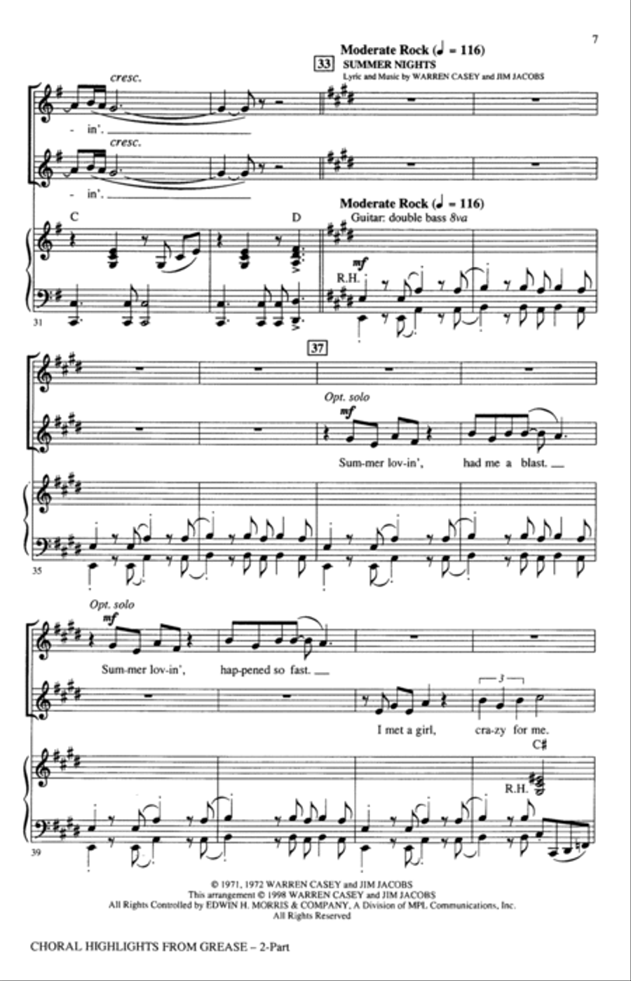 Choral Highlights from Grease 2-Part scores gallery preview page 5