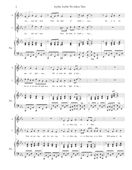 Joyful, Joyful, We Adore Thee (2-part choir - (Soprano and Tenor) image number null
