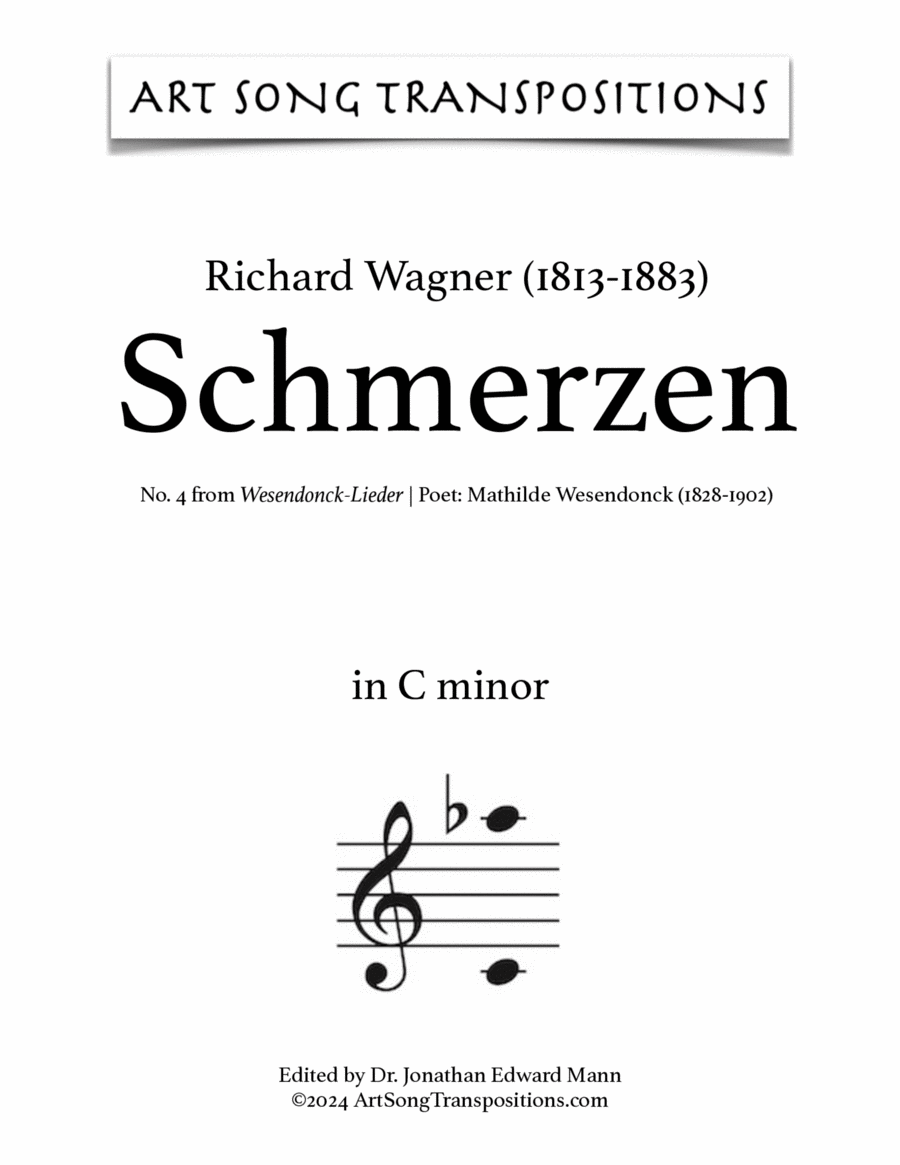 WAGNER: Schmerzen (transposed to C minor) Voice scores gallery preview page 1
