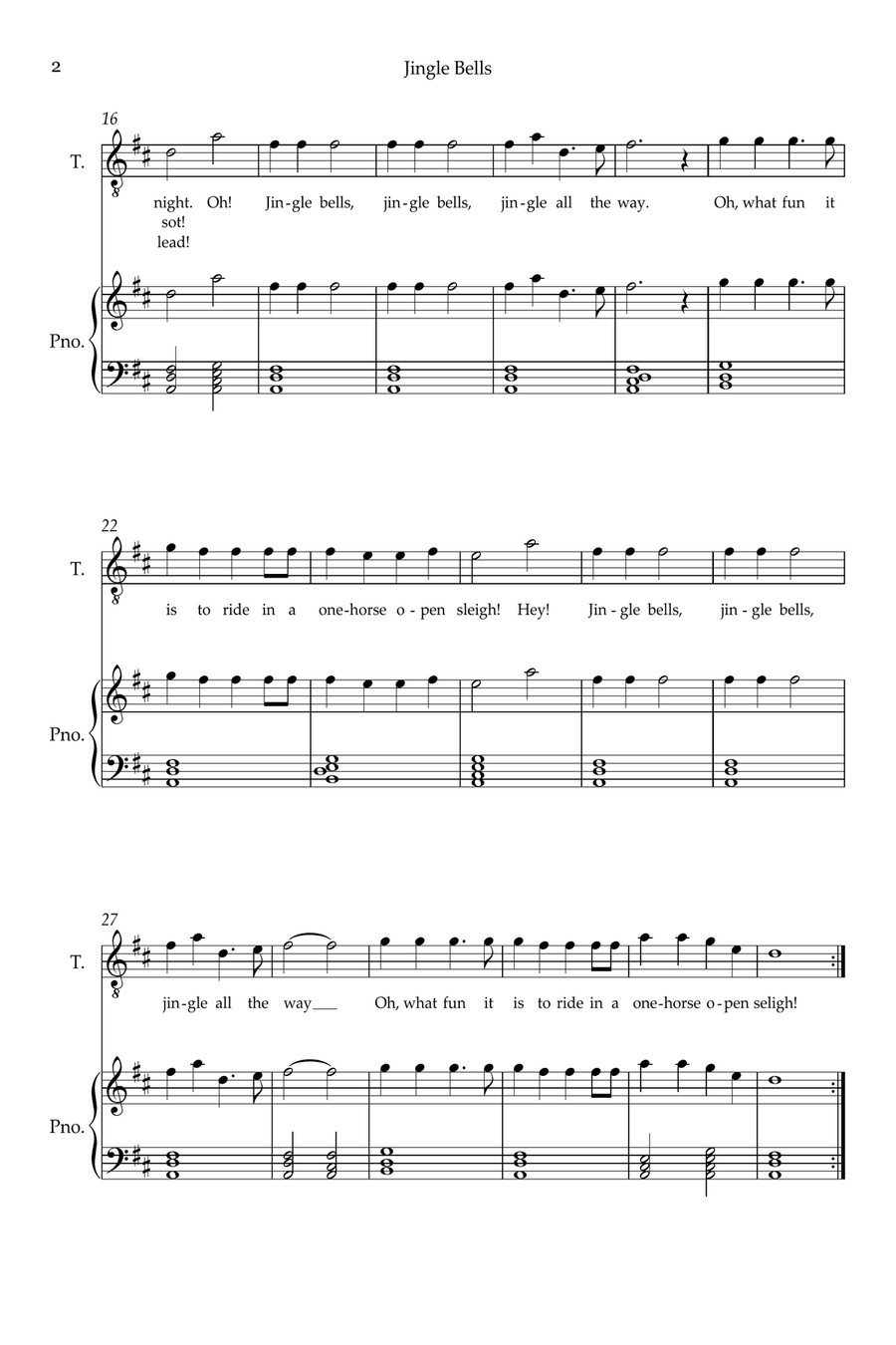 Jingle Bells Jingle Bells Tenor Voice scores gallery preview page 2