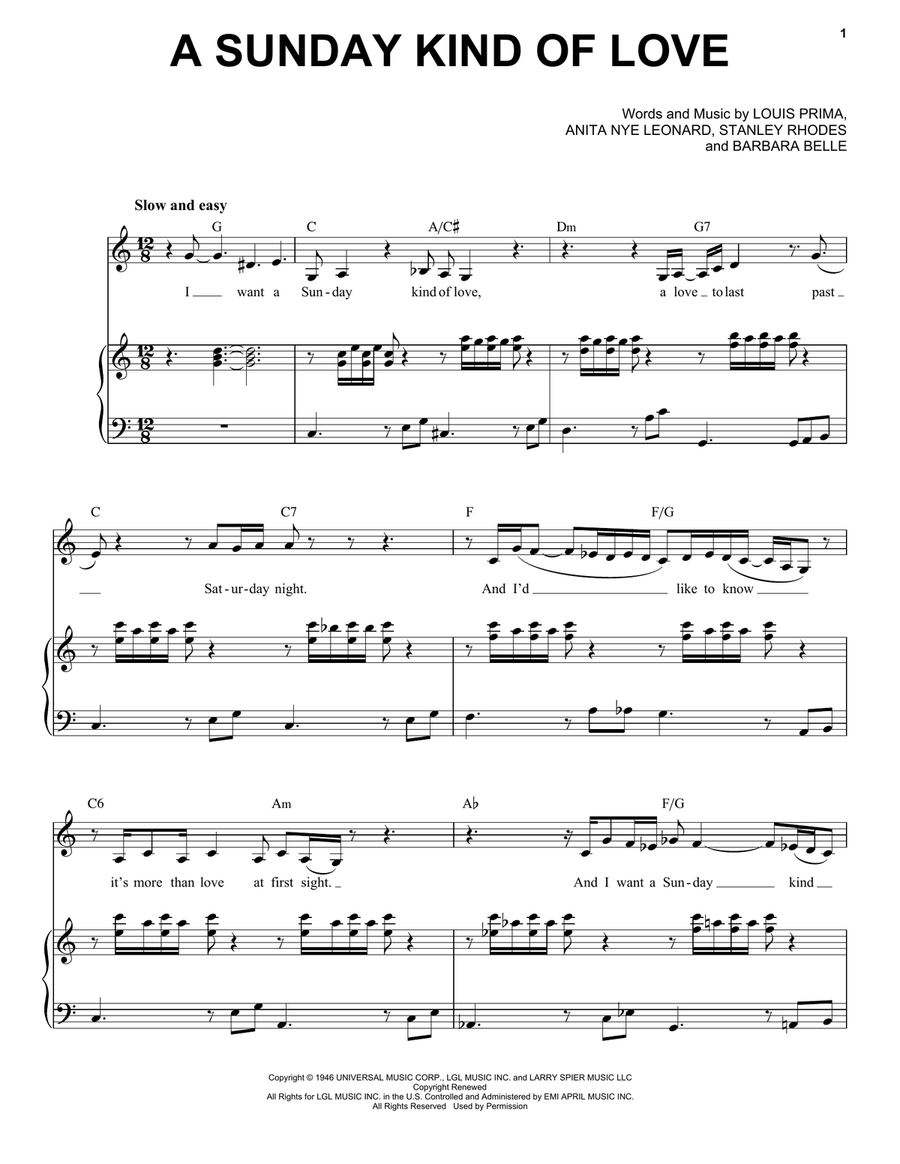 A Sunday Kind Of Love Voice scores gallery preview page 1