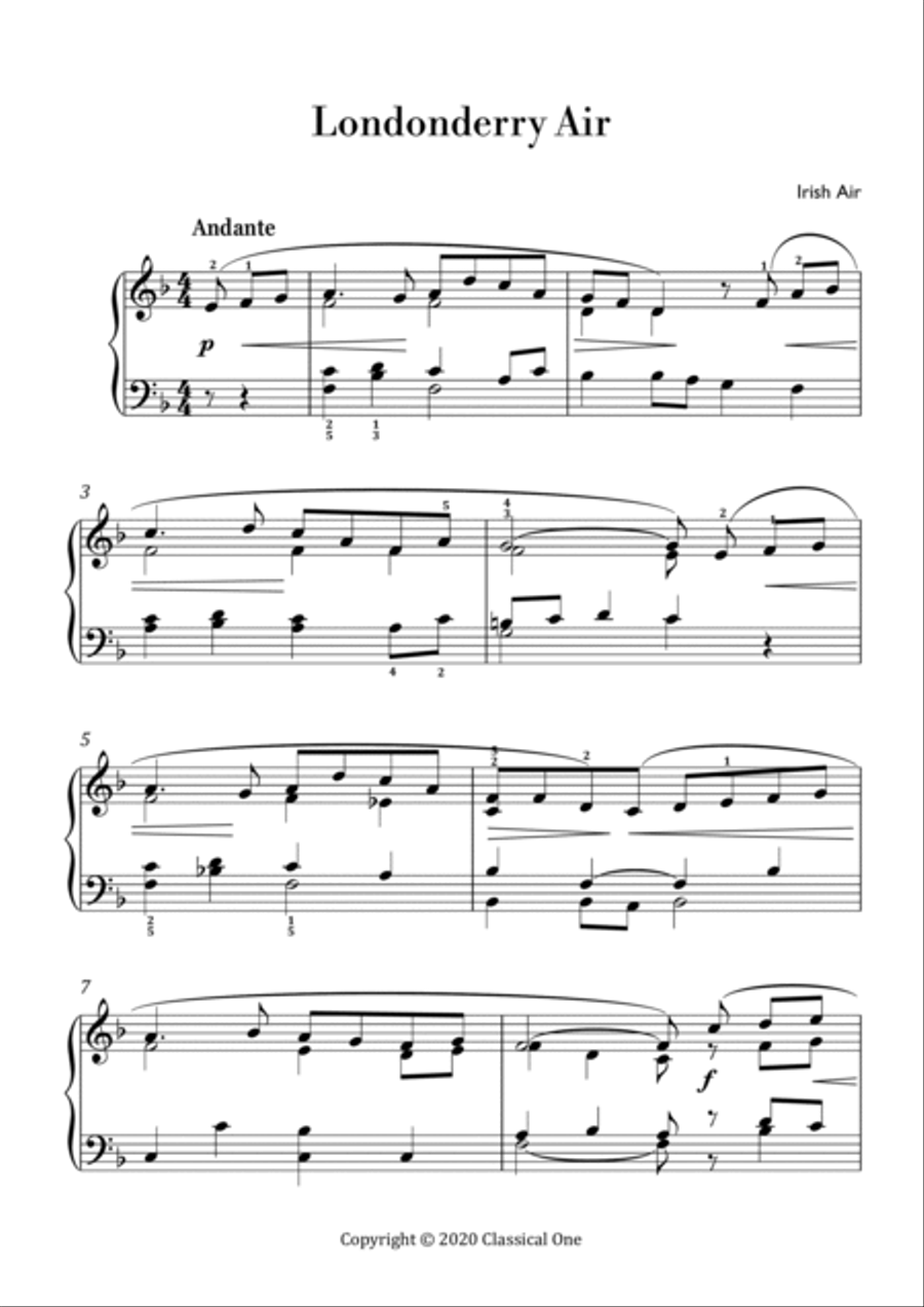 Irish Air - Londonderry Air(Easy piano version) Easy Piano scores gallery preview page 2