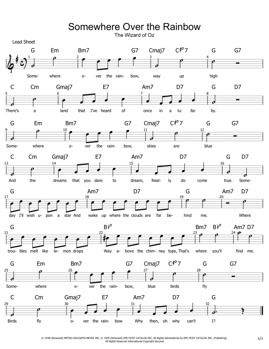 Over The Rainbow Over The Rainbow Piano scores gallery preview page 1