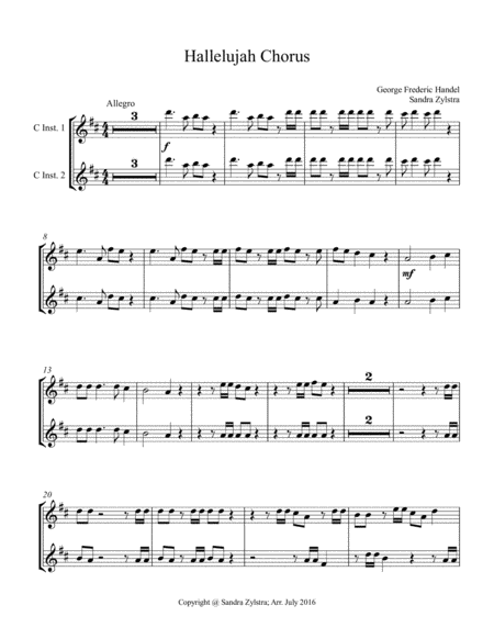 Hallelujah Chorus (treble C instrument duet, parts only) image number null