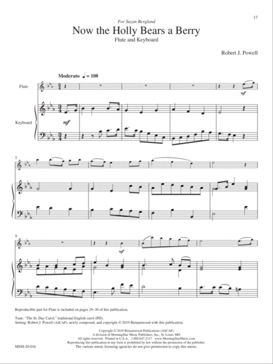 Now the Holly Bears a Berry Flute scores gallery preview page 1