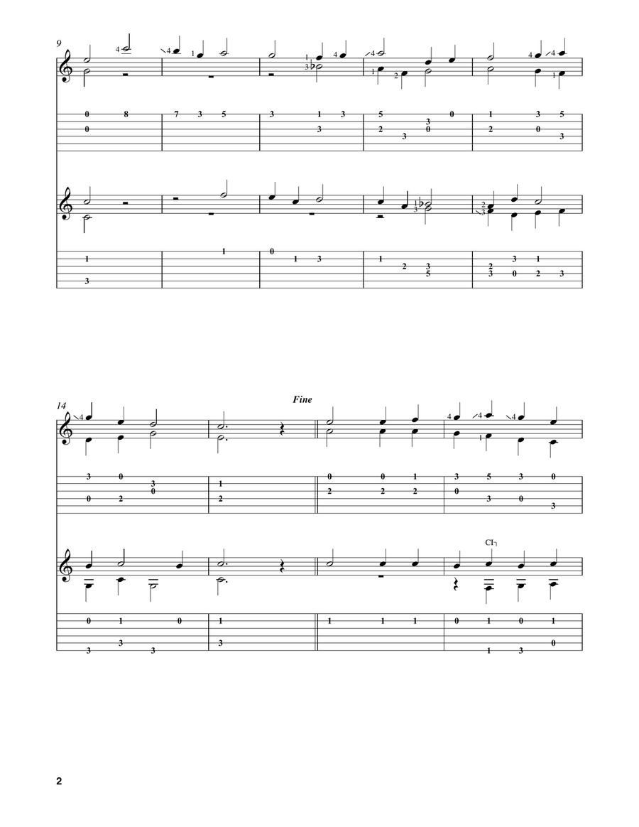 Mon coeur se recommande à vous Classical Guitar scores gallery preview page 2