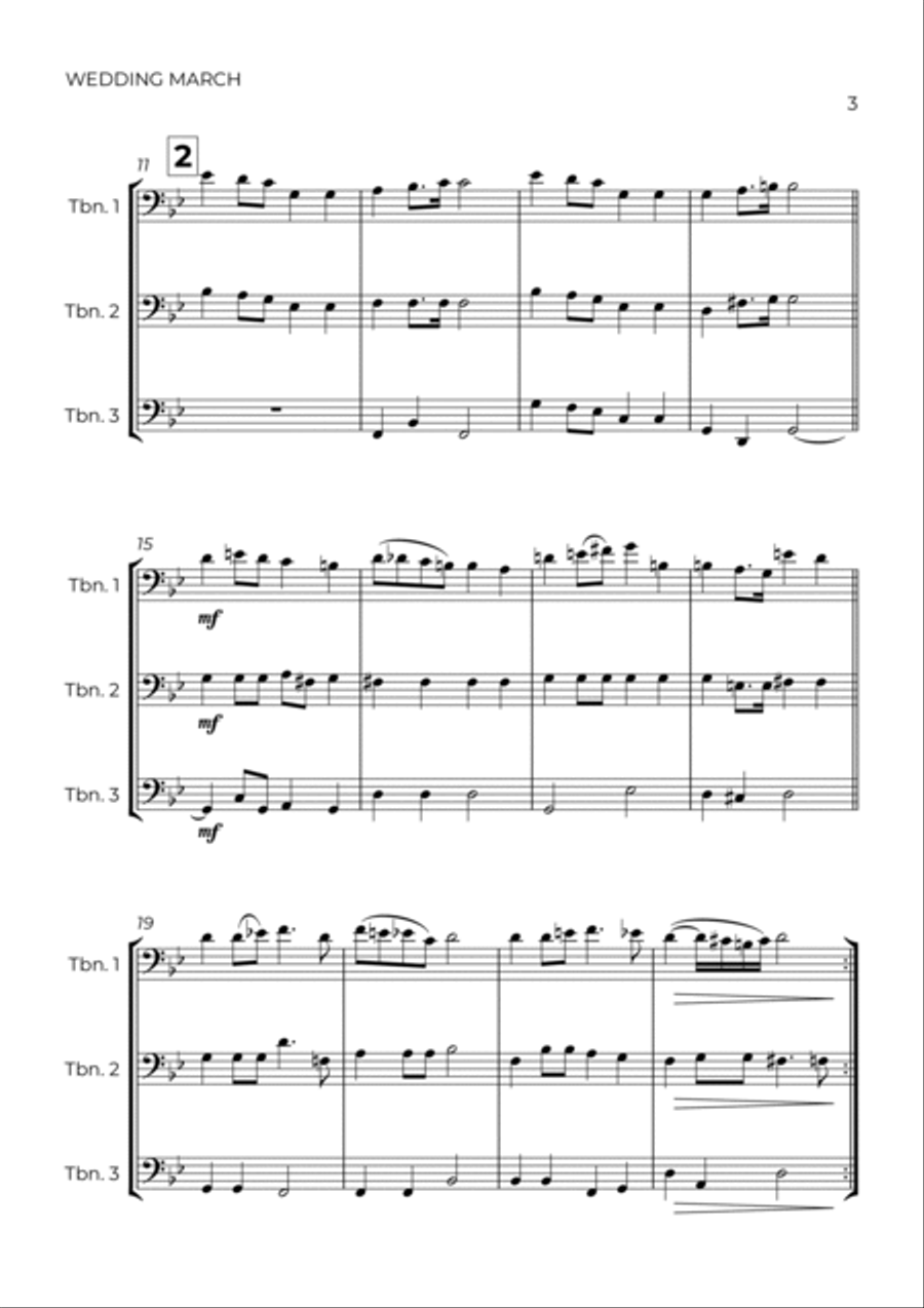 WEDDING MARCH - RICHARD WAGNER - TROMBONE TRIO Trombone Trio scores gallery preview page 3