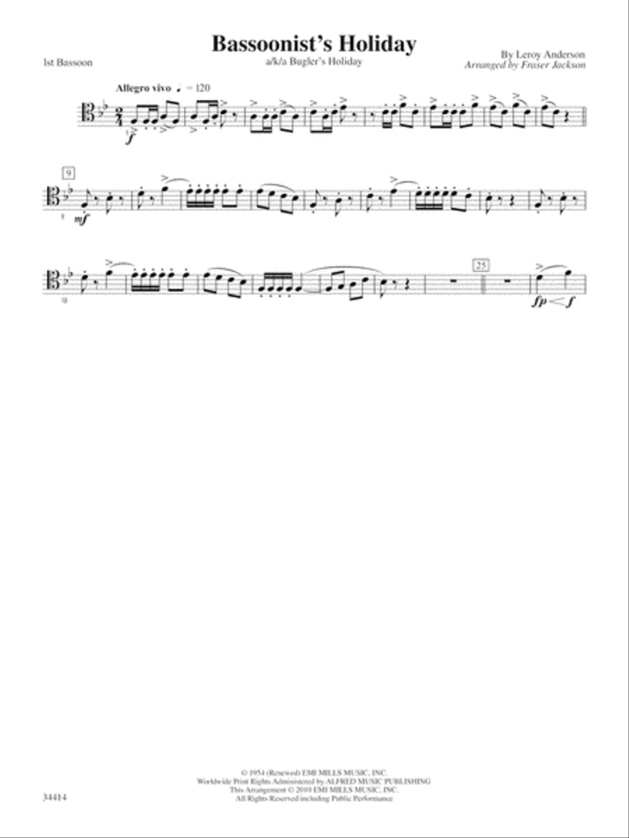 Bassoonist's Holiday (AKA Bugler's Holiday) Bassoon Quartet scores gallery preview page 3