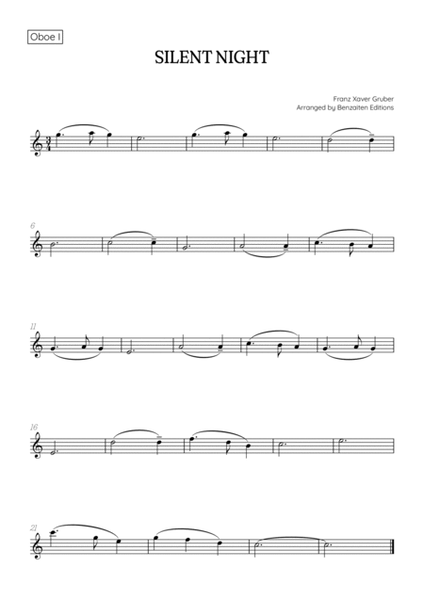 Silent Night for oboe duet with piano accompaniment • easy Christmas song sheet music image number null
