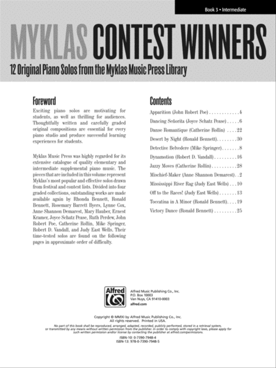 Myklas Contest Winners, Book 3 Piano Solo scores gallery preview page 2