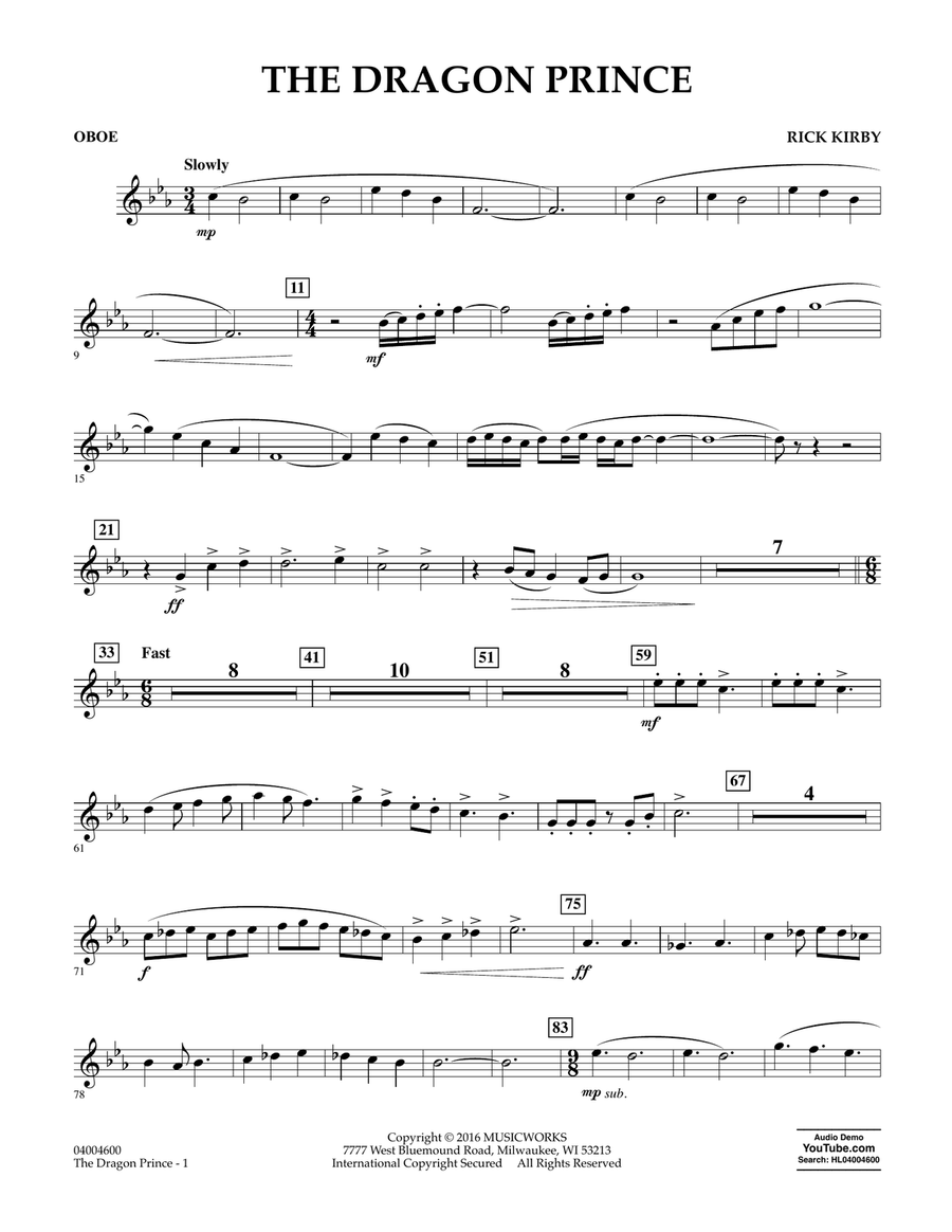 The Dragon Prince - Oboe Concert Band scores gallery preview page 1