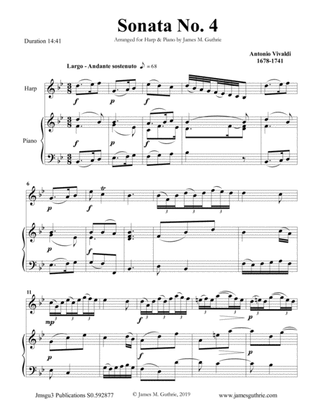 Book cover for Vivaldi: Sonata No. 4 for Harp & Piano