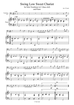 Swing Low Sweet Chariot for Solo Trombone in C (bass clef) and Piano