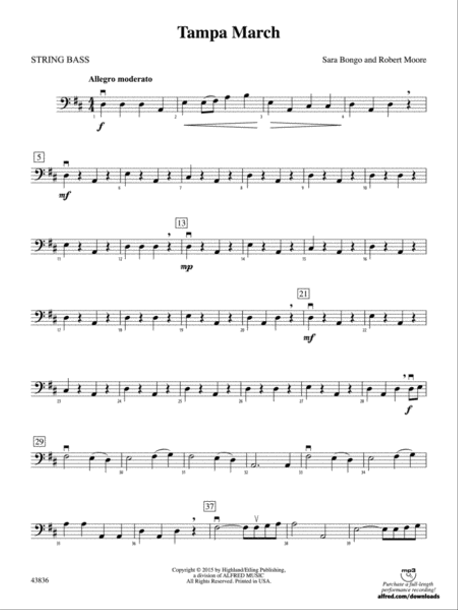 Tampa March: String Bass Tampa March: String Bass String Orchestra scores gallery preview page 1