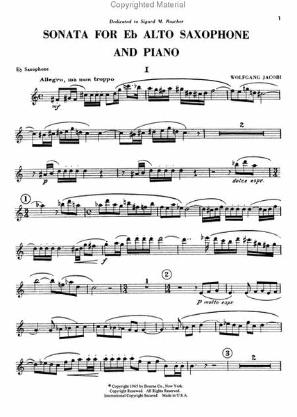 Sonata For Alto Saxophone Alto Saxophone - Sheet Music
