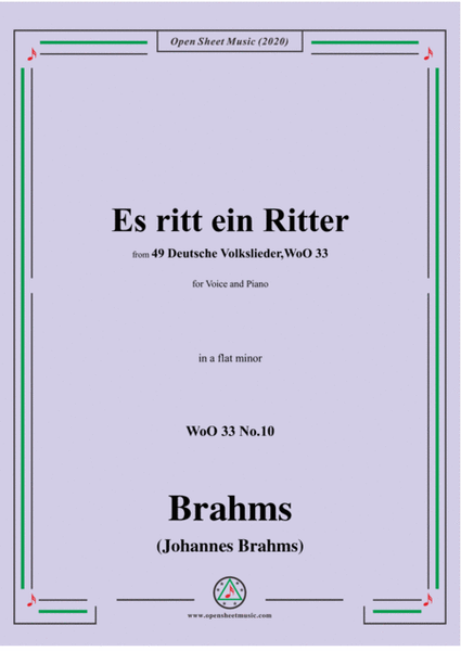 Brahms-Es war eine schöne Jüdin,WoO 33 No.9,in A flat Major,for Voice&Piano