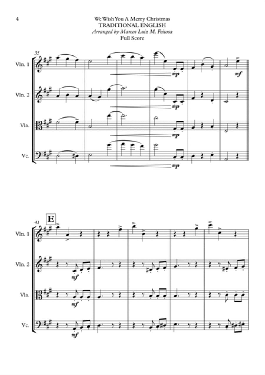 We Wish You A Merry Christmas - String Quartet String Quartet scores gallery preview page 6